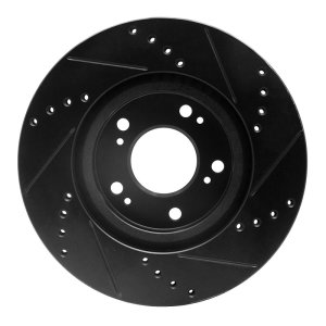 Mitsubishi Galant Brake Rotor (1) - Front Left - R1 Concepts - Drilled & Slotted - Black - `04-`12